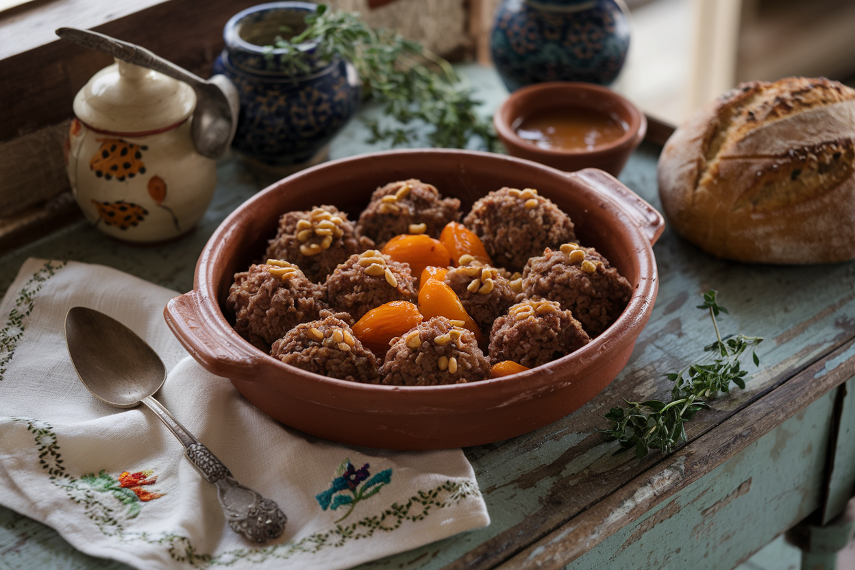 שזיפים ומשמשים ממולאים בבשר